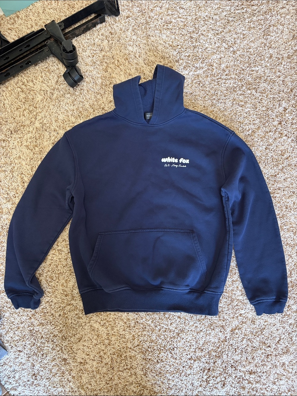 White Fox Navy Logo Hoodie Sz S/M